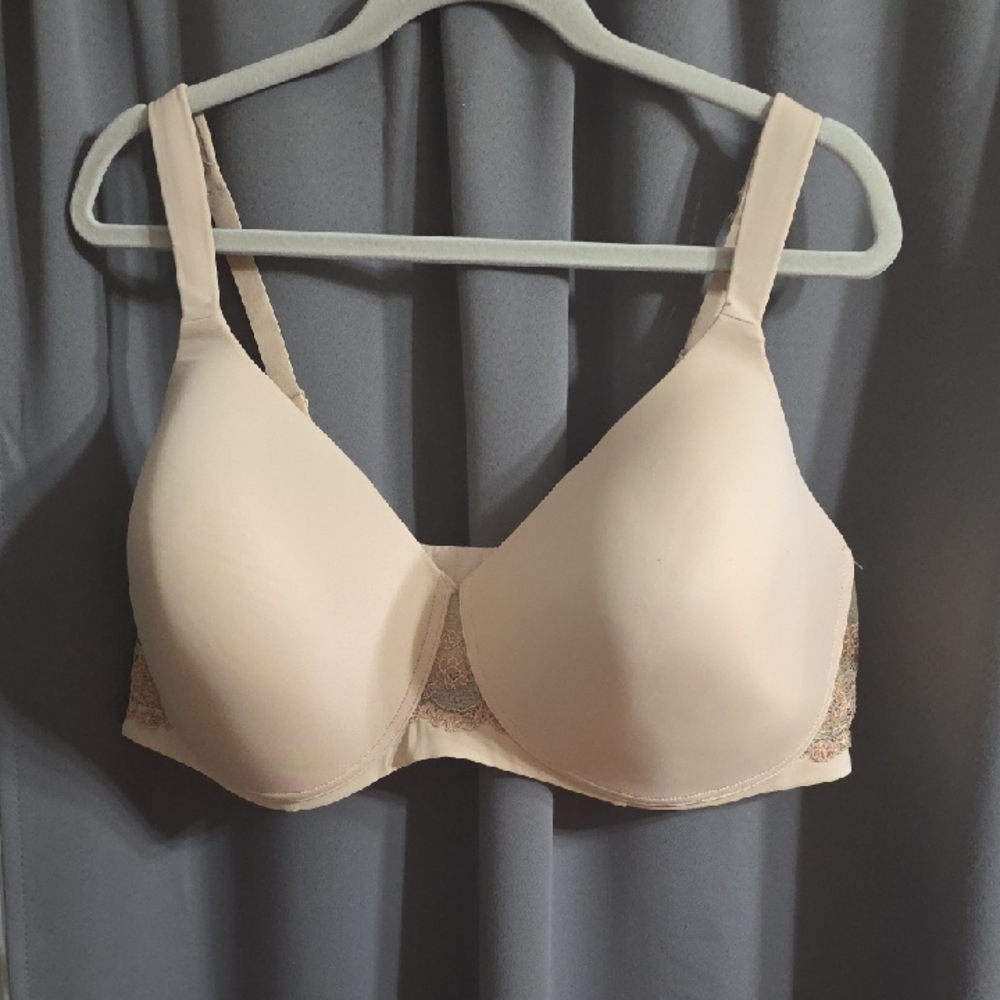 Leading Lady Women's Bra Tan Lacy Floral Underwire Lightly Padded Sz 50DDD EUC